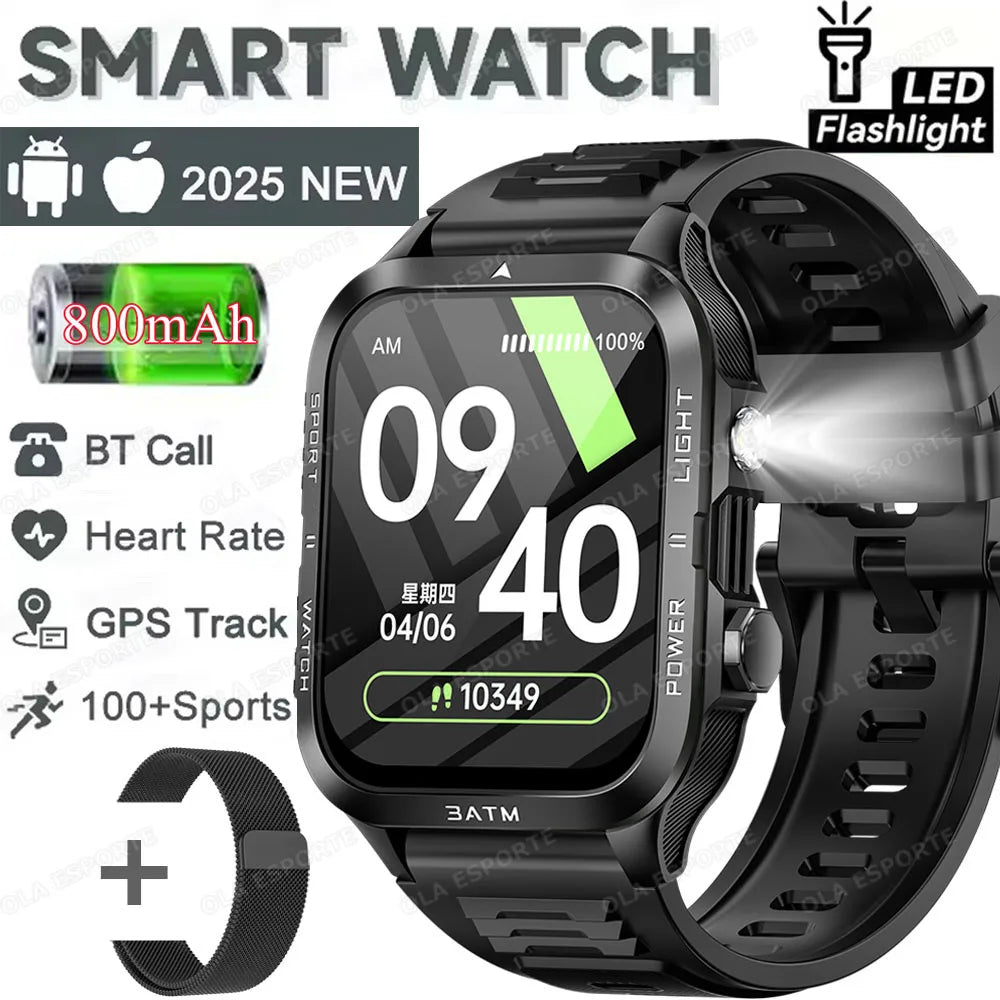 Smart Watch For Android IOS AMOLED Screen Bluetooth Call Fitness Clock 100+ Sports Modes Pedometer 880mAh Battery Men Smartwatch