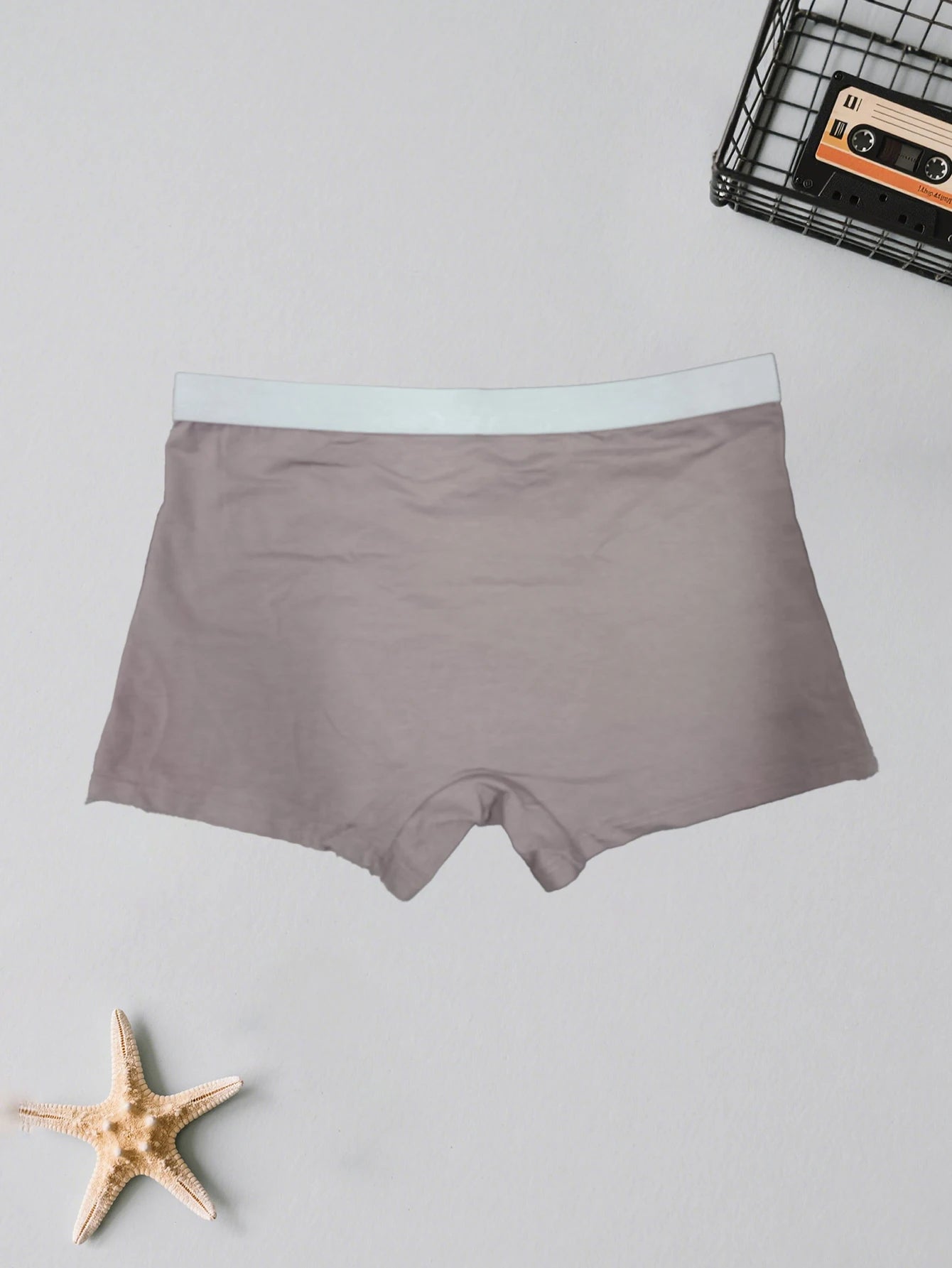 2PCS men's cotton panties sexy solid color boxer shorts mid waist breathable and comfortable boxer shorts