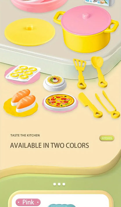 Mini Kitchen Counter Play Set DIY Simulated Cooking Food Tableware Play House Role Play Pretend Game Toy Gift Kid Boy Children