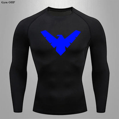 Compression Nightwing Print Tops For Men T Shirt Rashguard Jiu Jitsu Gym Fitness Running Train   ing Shirts Jersey Short Sleeved