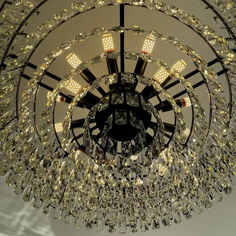 Black Crystal Chandelier For Living Room Modern Home Decor Hanging Lamp Round Bedroom Lighting Fixture Luxury Led Cristal Lustre