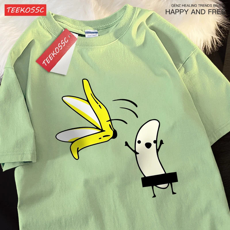 Remove Banana Peels Men Women T-Shirts Oversized Tshirt Cotton Summer Short Sleeve Street Loose Oversize Tee Clothes Couple