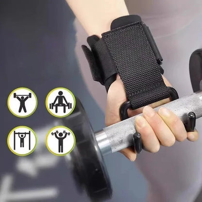 2PCS Weight Lifting Hook Grips With Wrist Wraps Hand-Bar Wrist Strap Gym Fitness Hook Weight Strap Pull-Ups Power Lifting Gloves