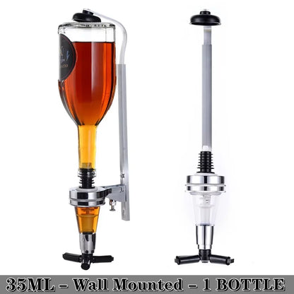 Alcohol Liquor Dispenser 1-6 Bottle Wall Rotating, Mounted Cocktail Shaker Stand Whisky Wine Beer Alcohol Bar Beverage Dispenser