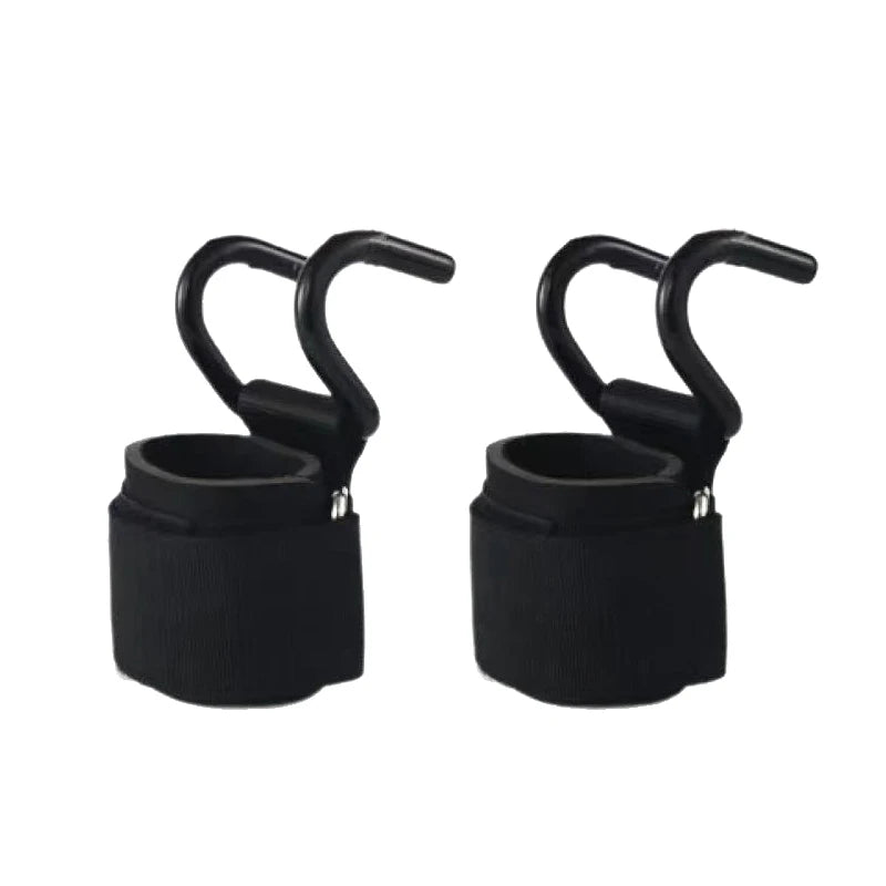 2PCS Weight Lifting Hook Grips With Wrist Wraps Hand-Bar Wrist Strap Gym Fitness Hook Weight Strap Pull-Ups Power Lifting Gloves