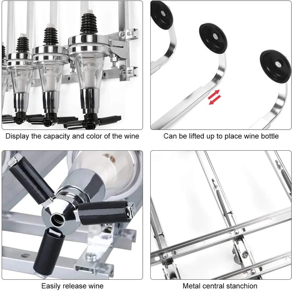 Alcohol Liquor Dispenser 1-6 Bottle Wall Rotating, Mounted Cocktail Shaker Stand Whisky Wine Beer Alcohol Bar Beverage Dispenser