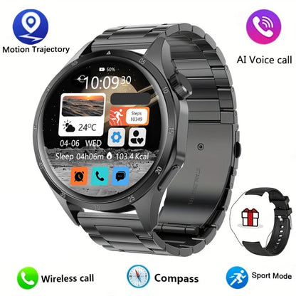 2025New Smart Watch Men Full Circle HD Screen Wireless Call Smartwatch Call Reminder GPS Sports Track Bracelet Music Clock+ Gift