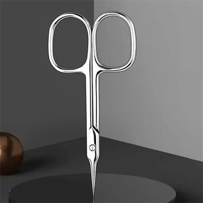 Precision Bending Stainless Steel Scissors - A Multifunctional Beauty Tool for Eyebrow and Makeup Care, with A Non Slip Grip