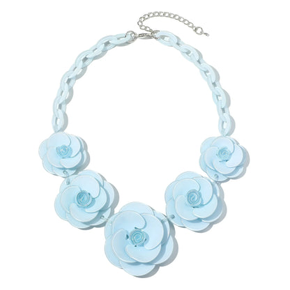Blucome 2022 New Acrylic Flower Shape Necklace Female Exaggerated Clavicle Sweater Necklace Unique Women Girls Pendant  Jewelry