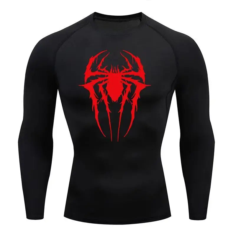 Casual Anime Print Running Compression T-Shirt Men Quick-Drying Fitness Sportswear Gym Sports Long Sleeve Breathable Top S-3XL