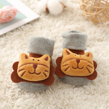 Cartoon Animals Baby Socks Spring Autumn Newborn Middle Tube Sock Non-slip Children Floor Socks Cute Boys Girls Footwear 0-1Year