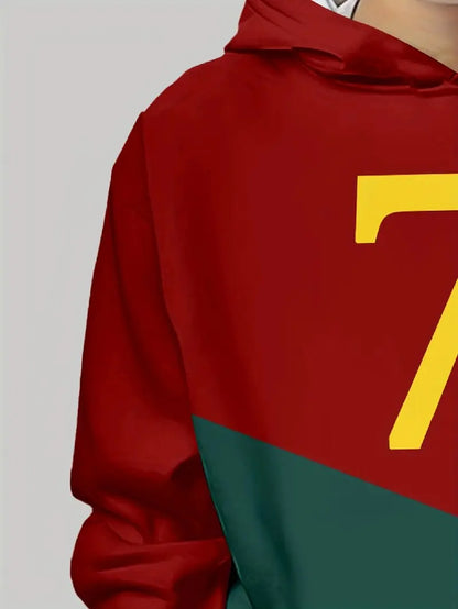 Children's 3D Printed Football Pattern Hoodie, Suitable for Play, School, and Casual Wear in Spring and Autumn Seasons