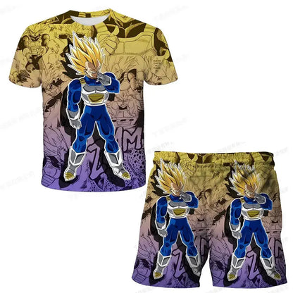 Fashion Dragon Ball Z Tshirt Set Kids Vegeta Boys Clothes Girls Mens Women T-shirt Suit Trucksuit Clothes 3d Goku Short Sleeve
