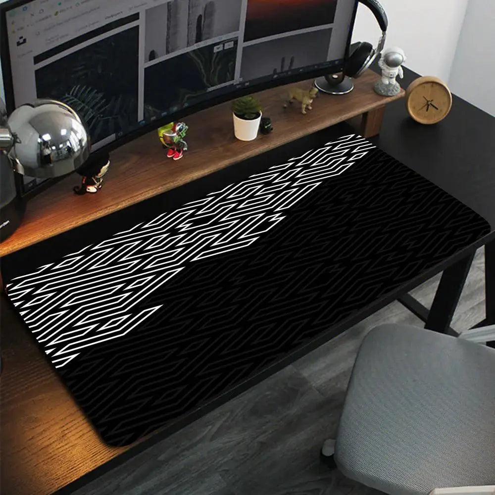 Black And White Mouse Pad Computer New XXL MousePads Keyboard Mat Gamer Soft Office Carpet Table Mats Desktop Long Mouse Pad