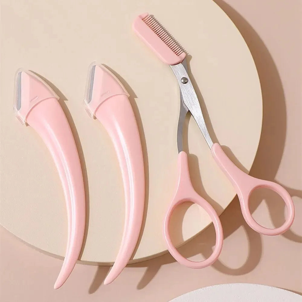 Wholesale Eyebrow Trimming Knife Eyebrow Face Razor For Women Professional Eyebrow Scissor With Comb Brow TrimmerScraper Accesso
