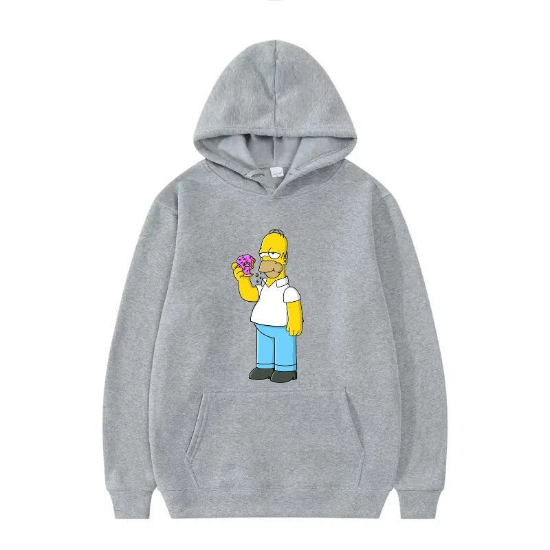 Disney The Simpsons Funny Pattern Casual Hooded Tops Men Woman Loose Comfortable Winter Black Sports Pullovers Fashion Clothing