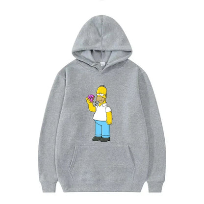 Disney The Simpsons Funny Pattern Casual Hooded Tops Men Woman Loose Comfortable Winter Black Sports Pullovers Fashion Clothing