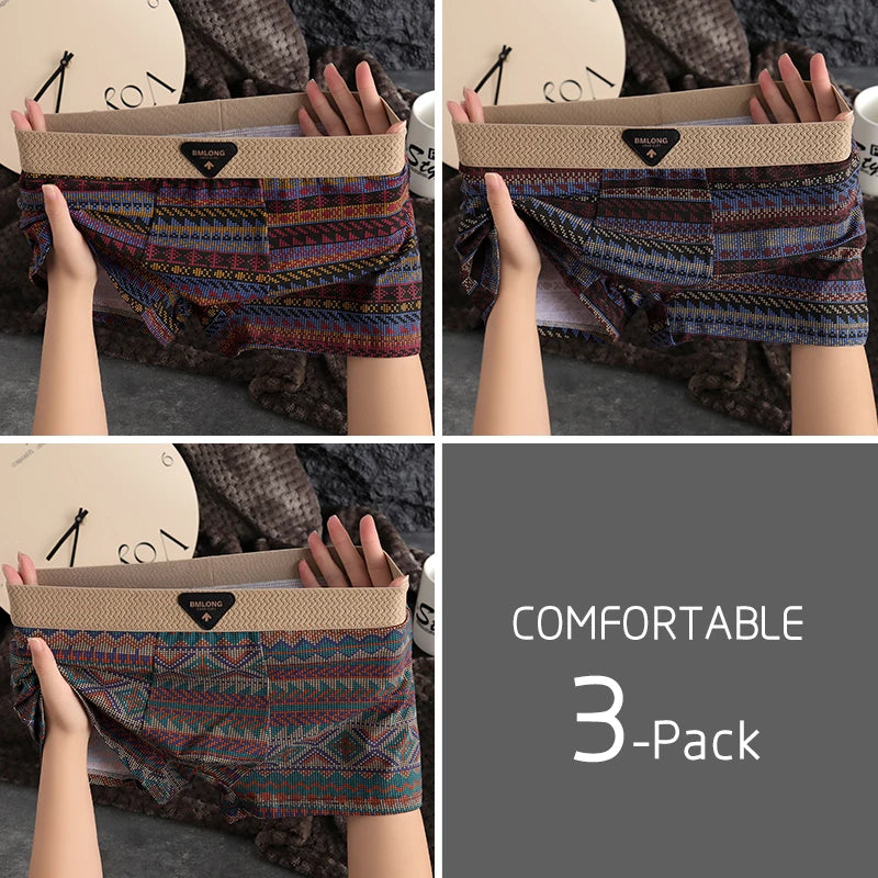 3-pack men's underwear men's boxers youth sports shorts breathable cotton fashionable boxers personality men's underpants boxers