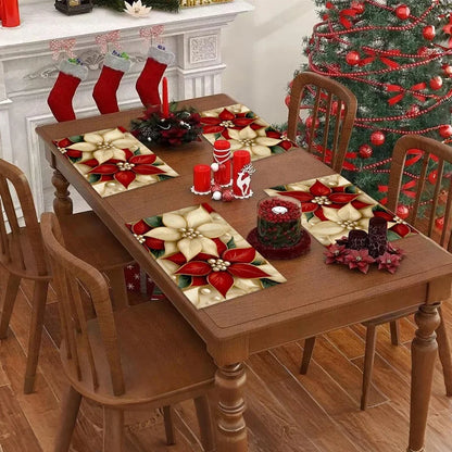 Linen Christmas Tree Placemats Navidad Noel Winter Table Mats for Kitchen Dining Christmas Decorations for Home 2025 Xmas Party