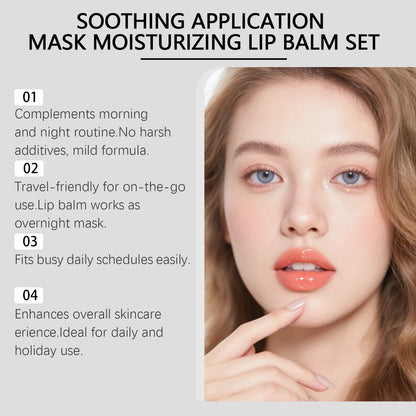 HOYGI Face Mask and Lip Balm Set Nourishing Repair Exfoliating Lip Care Deep Hydration Moisturizing Soothing Firming Facial Mask
