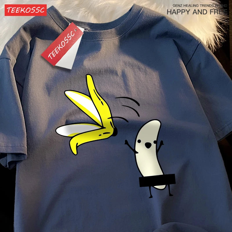 Remove Banana Peels Men Women T-Shirts Oversized Tshirt Cotton Summer Short Sleeve Street Loose Oversize Tee Clothes Couple