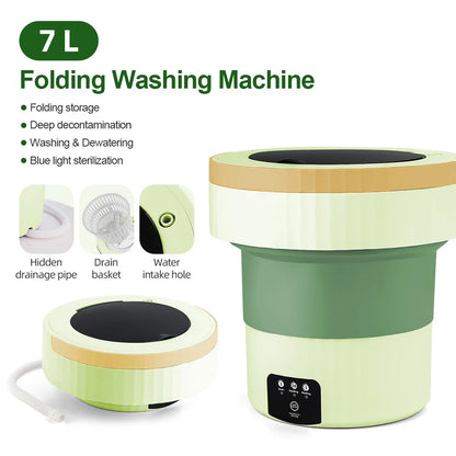 7L Portable Folding Washing Machine Small Washing Machine Automatic Modes Laundry Clothes Laundry Bucket Washing Machine