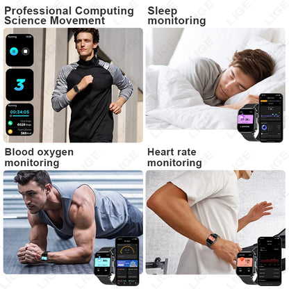 LIGE NEW Smart Watch Daily Monitoring Voice Assistant Wireless Call Notification Music Control Men Women Waterproof Smartwatch