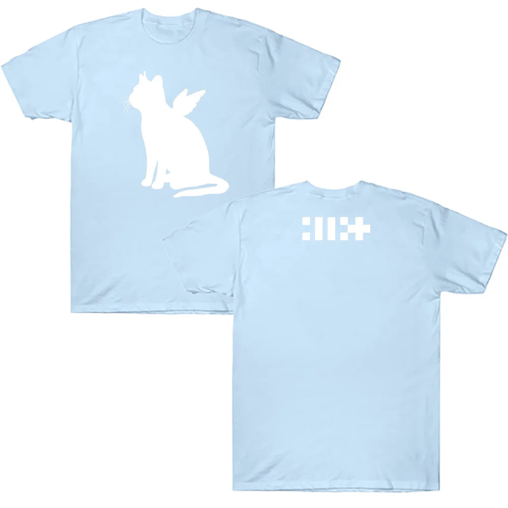 ILLIT Kpop Girl Band T-shirt ILLIT Bomb The Album Cat Angel Print Clothes Korean Style Cotton Women Men Tee-shirt Casual Y2K Tee