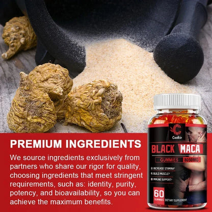 Black Maca Gummies - Increases Male Strength, Size and Endurance, and Enhances Physical and Emotional Performance
