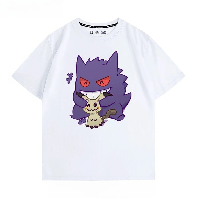 Pokémon Peripheral Clothes Gengar Cartoon Couple Wear Short-sleeved Top Men and Women Summer Animation Peripheral Joint T-shirt