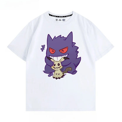 Pokémon Peripheral Clothes Gengar Cartoon Couple Wear Short-sleeved Top Men and Women Summer Animation Peripheral Joint T-shirt