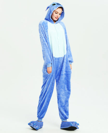 Kigurumi Stitch Cartoon Pajamas Onesies Adults Women Men Animal Pyjamas Jumpsuits Christmas Halloween Cosplay Party Costumes