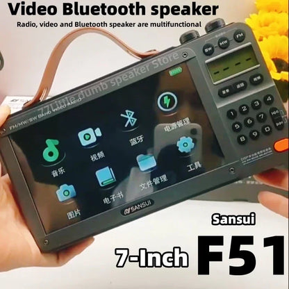 SANSUI F51 High-definition Screen Portable Speakers Multifunctional BT Retro Digital FM Radio MP3 Player USB TF/Recording