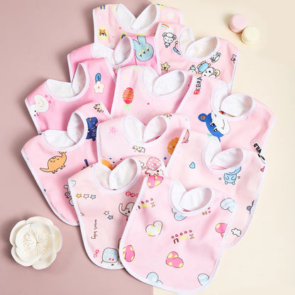 Random 4/6/8/10PCS Baby Bibs Cotton Waterproof Bib Children Feeding Clothes Protection Kids Toddler Scarf for Newborns Boys Girl