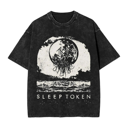 Sleep Rock Music Tokensd Even In Arcadia T Shirt Hip Washed Short Sleeve High Street T-Shirt Fashion for Men Women Streetwear