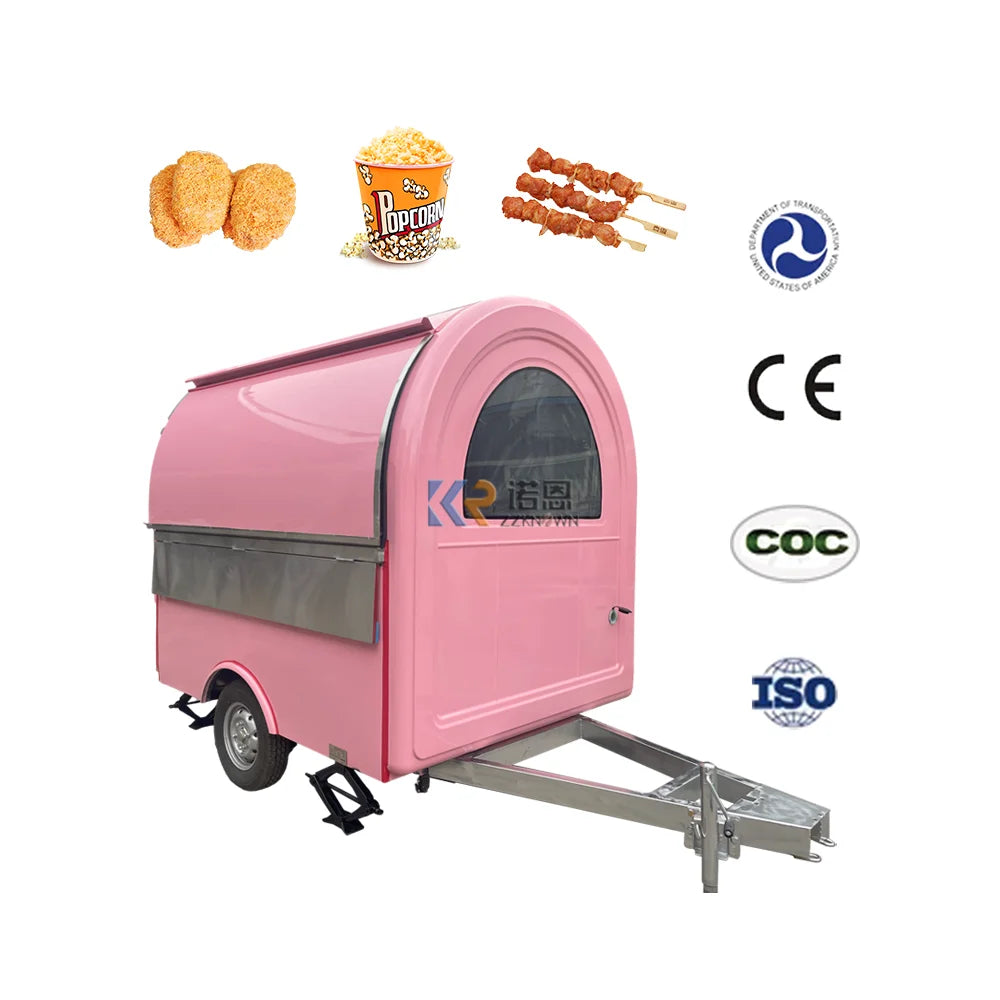 Mobile Food Truck Fast Food Trailer Hotdog Snack Trailer Bread Coffee Cart Kiosk Stand Solar Mobile Catering Cart