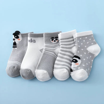 5Pairs/lot Infant Baby Socks For Girls Boys Summer Mesh Thin Baby Socks Cotton Casual Print Newborn Toddler Boy Sock 0-24Month