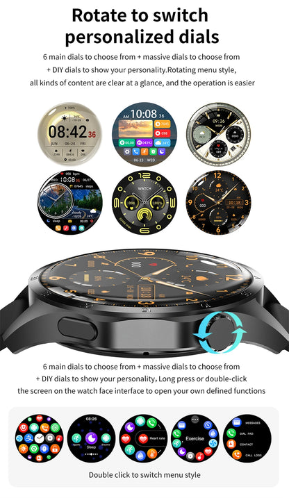 2025 New Smart Watch Men Watch 4 Pro1.53 inch AMOLED HD Screen BT Call GPS sports NFC Health Monitoring Smartwatch Mens Watch
