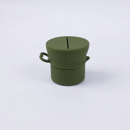 Portable Silicone Cup with Handle Food Grade Easy Clean Travel Mug BPA Free Leak Proof Drinking Cup for Outdoor Office