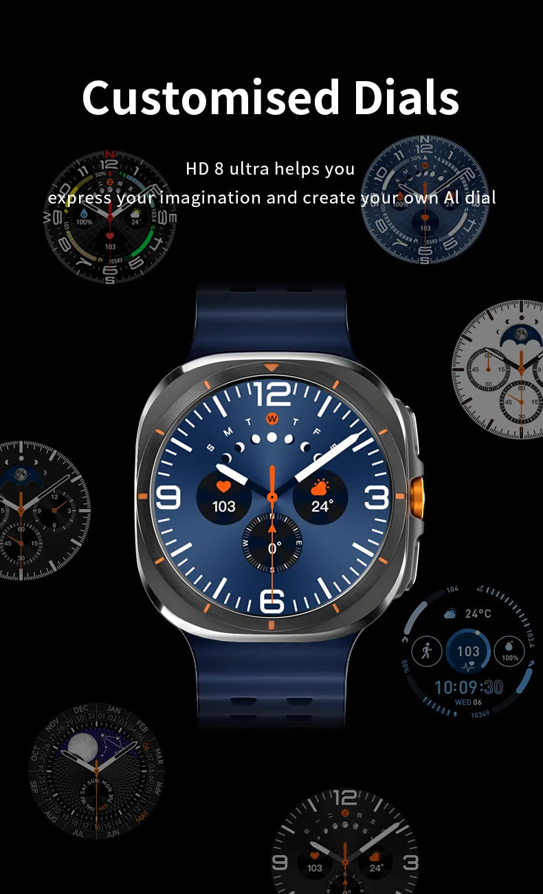 Smart Watch 8 Ultra New Color Matching GPS Compass Smartwatch Bluetooth call NFC IP68 Waterproof Health monitoring Reduction100%