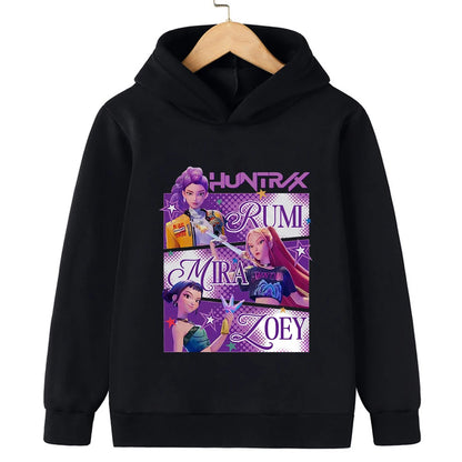 2025 Movie KPop Demon Hunters Cartoon Girls Boys Hoodies Children's Korean Wave Print Fashion Casual Tops Casual Girls Clothing