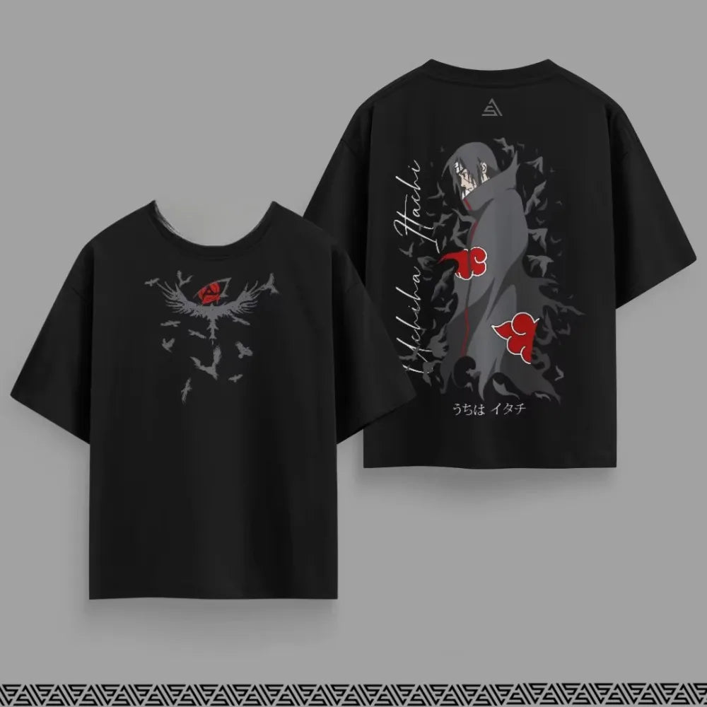 MINISO Sweat Absorbing and Breathable Fabric T-shirts for Men Women Adults and Children with Naruto Printed Cotton Male T-shirts