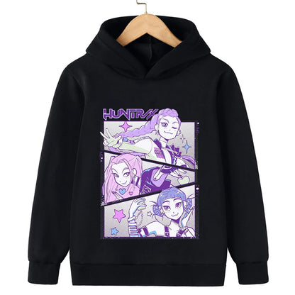 2025 Movie KPop Demon Hunters Cartoon Girls Boys Hoodies Children's Korean Wave Print Fashion Casual Tops Casual Girls Clothing