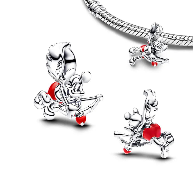 Disney Plata De Ley 925 Silver Charm Monster Activity Flowers Pendant Beads Original Women Bracelets Bangles DIY Jewelry Gift
