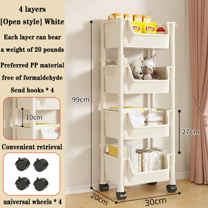 Children's Bookcases Rack Cart Home Toy Storage Reading Shelves Furniture With Wheels Removable Small Bookshelves With Wheels