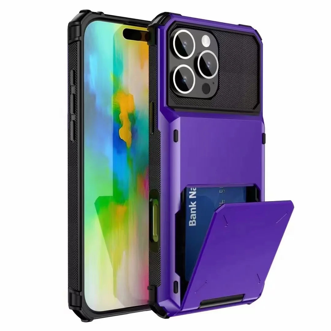 Wallet Case for iPhone 17 Pro MAX 16 15 14 13 12 Mini 11 X XS Plus 16Plus 17Air Armor Card Slot Flip Hidden Pocket Hard PC Cover