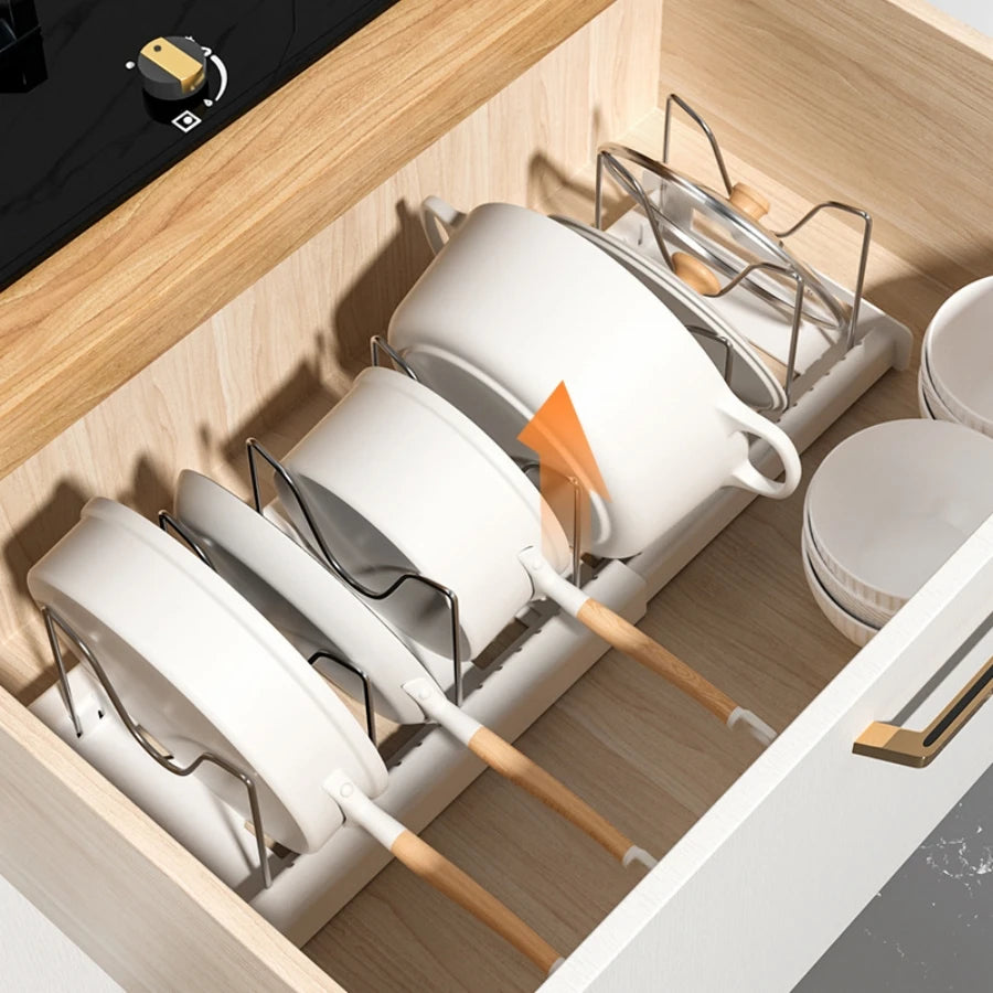 Kitchen utensil artifact pot storage rack Foldable kitchen utensil storage rack Kitchen pot lid storage rack