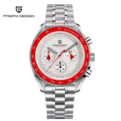 PAGANI DESIGN 2026 New Moon Men's Watches Luxury Quartz Watch For Men VK63 Chronograph AR Sapphire Mirror Ceramic Bezel Luminous