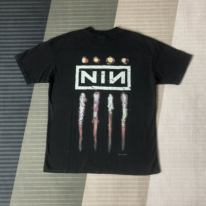 SAINT OF MICHAEL Nine Inch Nails Graphics Printed Streetwear Cotton Vintage Clothing Casual Loose Tops Tees T Shirt For Men