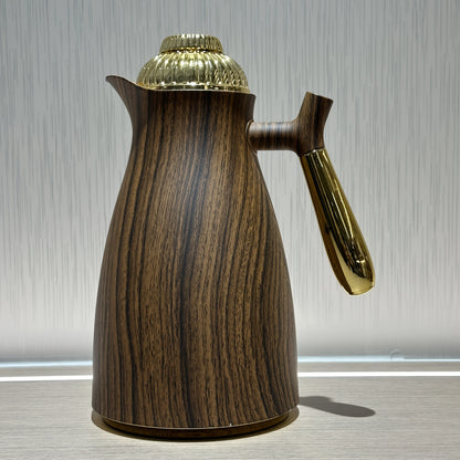 1094 Wood Tone Insulated Coffee Pot Keeps Liquids Hot Or Cold for up to 24 Hours 33.82oz Capacity Thermal Brewing Carafe
